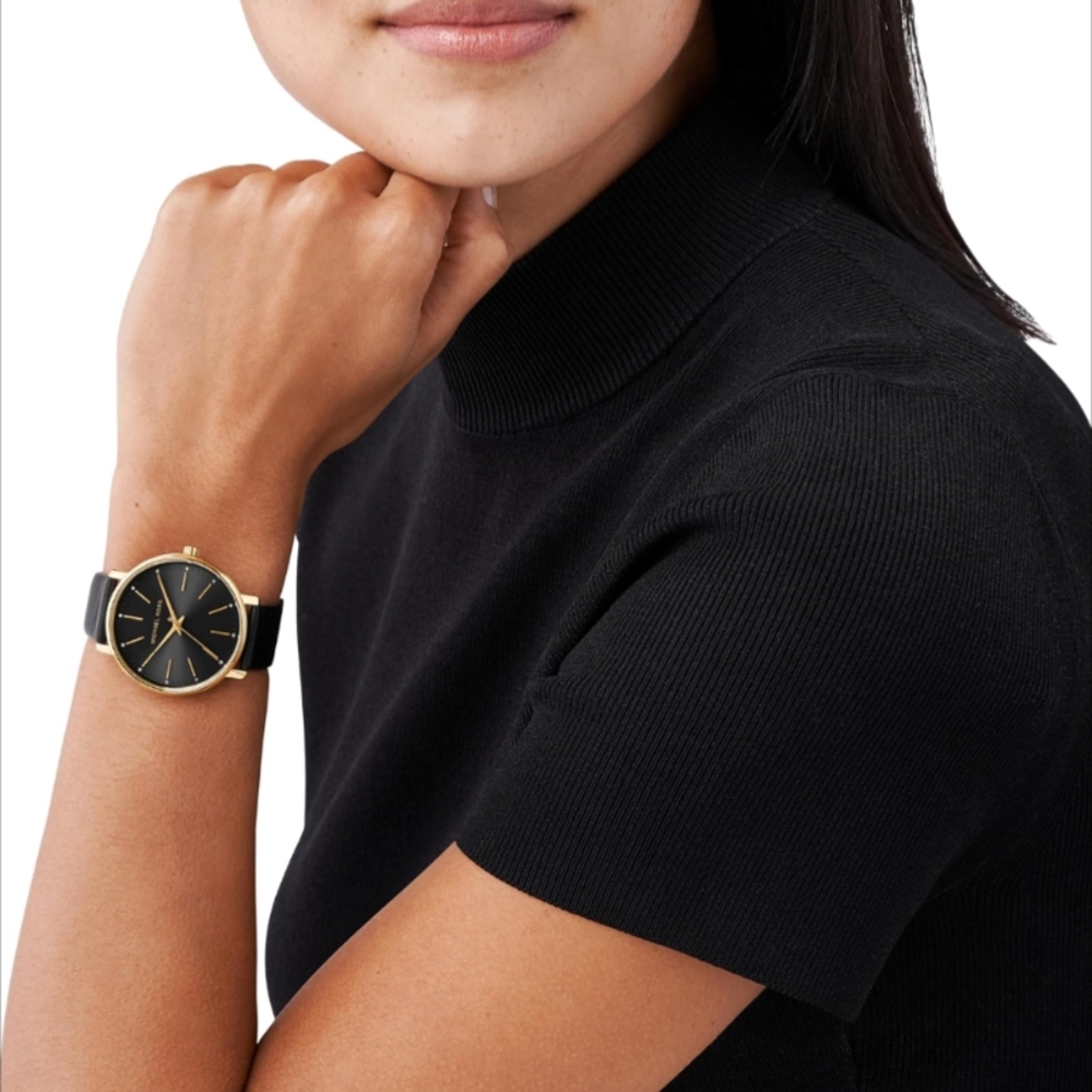 Michael Kors PYPER Black and Gold Watch